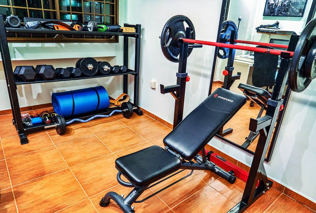 home gym with different equipment