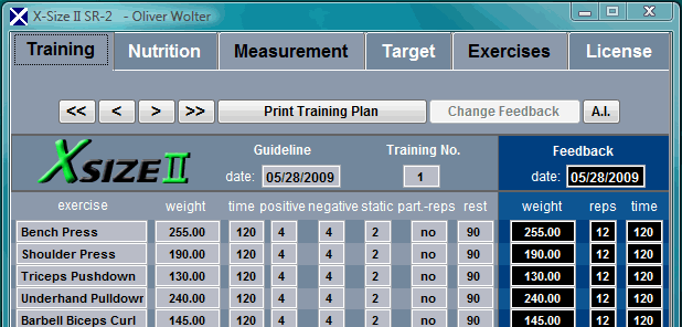 weight training software